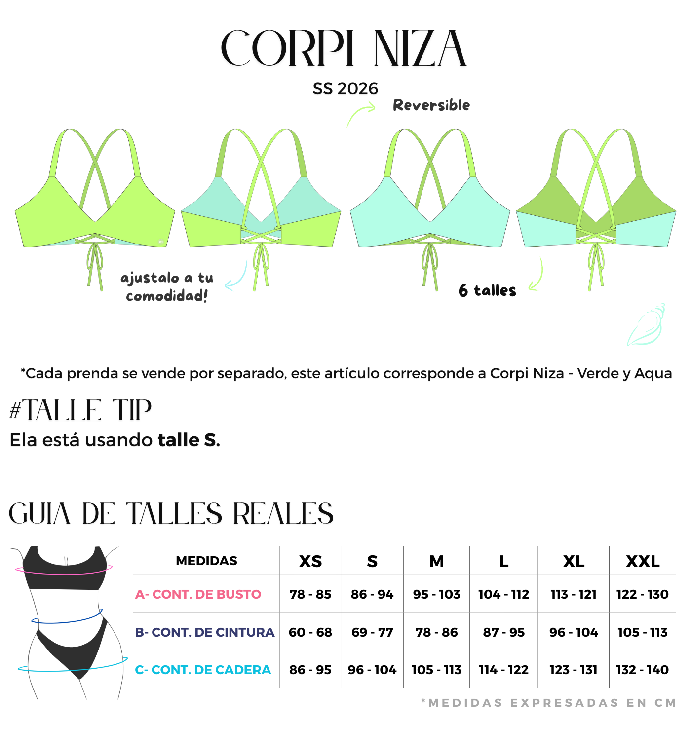 Corpi niza para atar verde y aqua